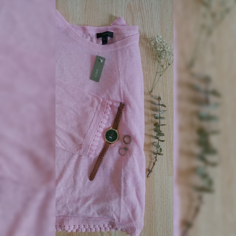 J Crew pink scallop Long Sleeve shirt size s NWT